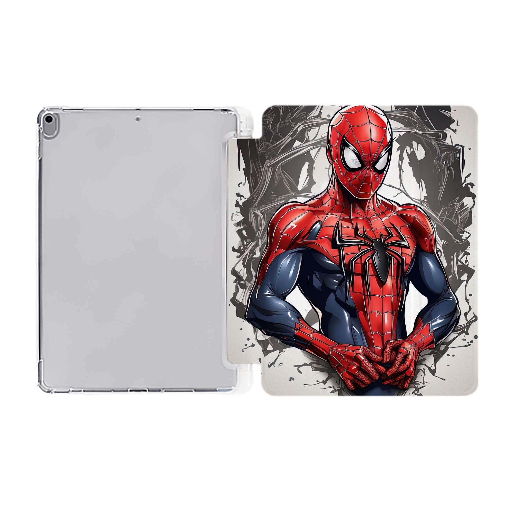 （画像用） Spider Man スパイダーマン IPad ケース ペン収納付き 三つ折りスタンド PUレザー×シリコン 対応機種9.5/10.5/10.9インチ